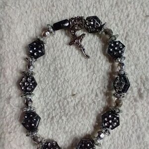 Rhinestone cross stretch bracelet christian catholic